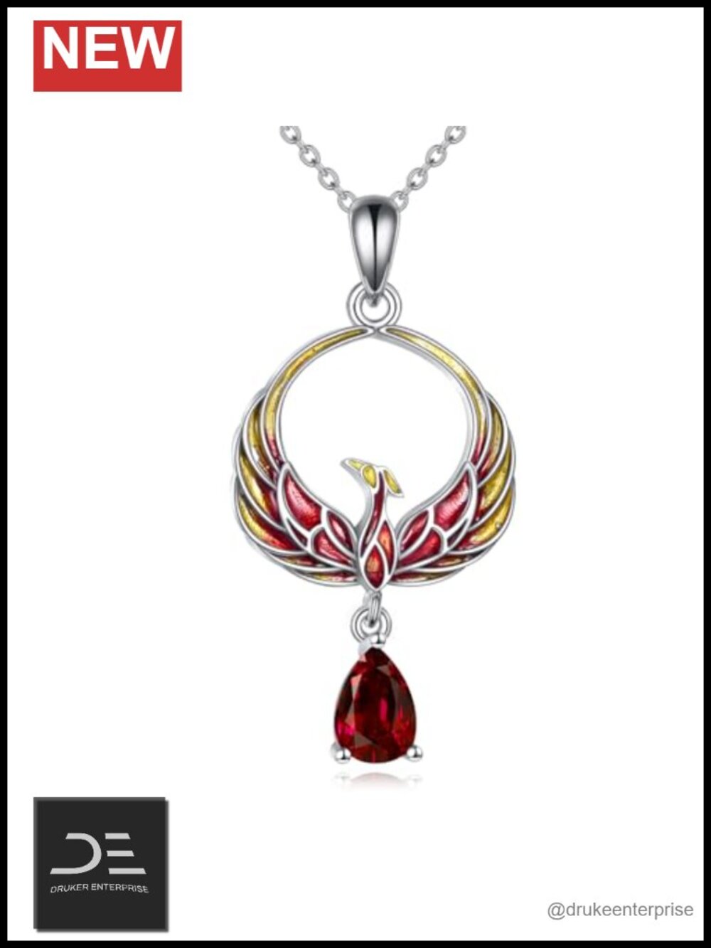 Sterling Silver Phoenix Pendant Necklace 18+2 inch Mythical Bird Jewelry